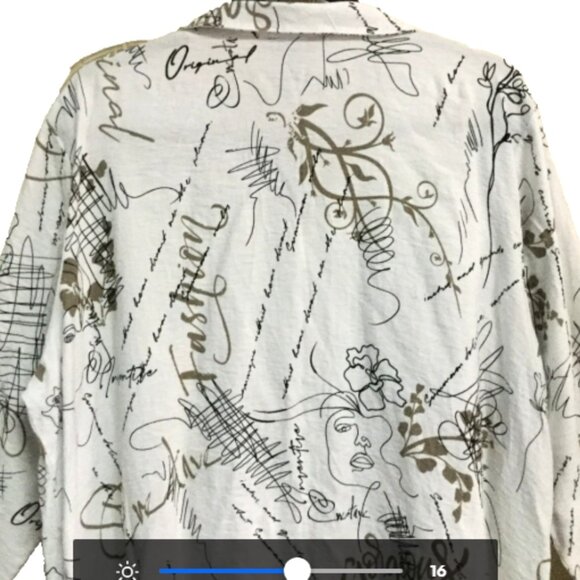 Ali Miles Women Plus Sz 2X Blouse Tunic Top Pockets Button front Tan Black White - Picture 6 of 10